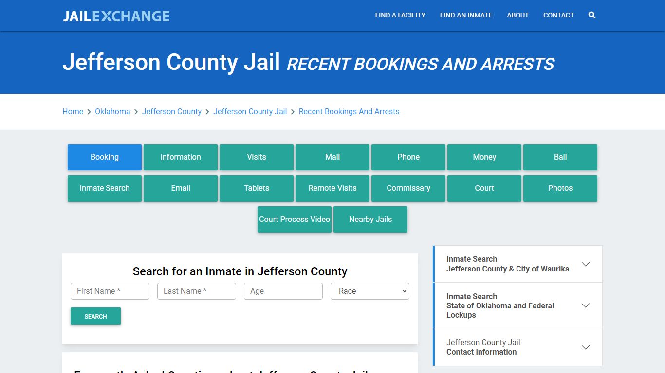 Jefferson County Jail OK Recent Arrests and Bookings