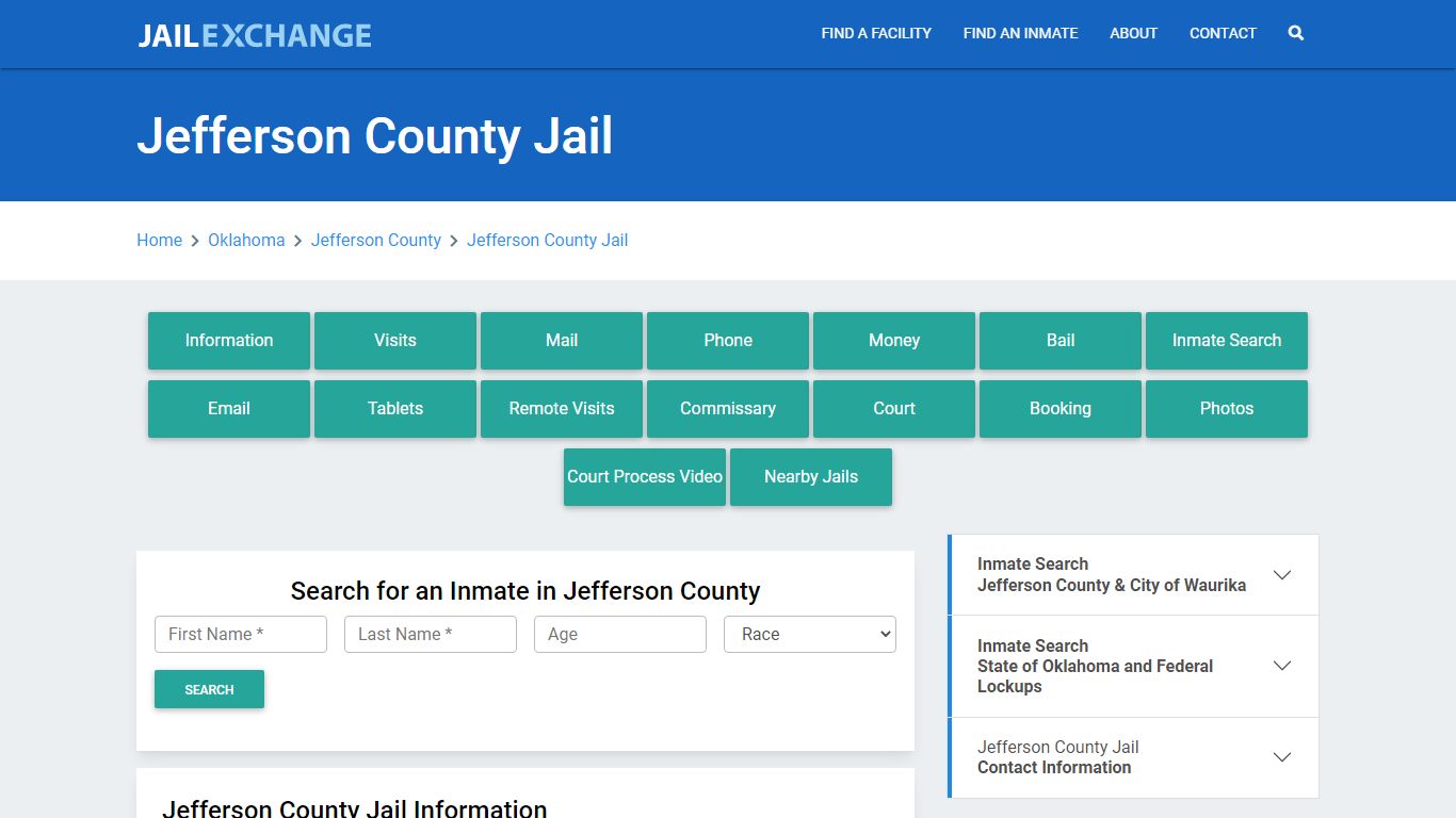 Jefferson County Jail Roster Lookup, OK, Inmate Search